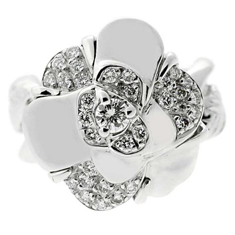 chanel camellia flower ring|chanel diamond camelia earrings.